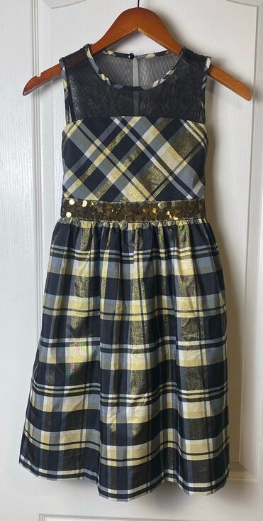 Bonnie Jean Other - Bonnie Jean Girls Black and Gold Holiday Fit Flare Sequin Party Dress Size 14